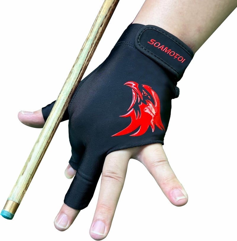 soamotoi Pool Glove Left Hand 3 Finger, Breathable Billiards Glove Quick Dry, Professional Shooters Snooker Cue Sport Gloves, Durable Pool Cue Gloves for Billiards Accessories - Image 1